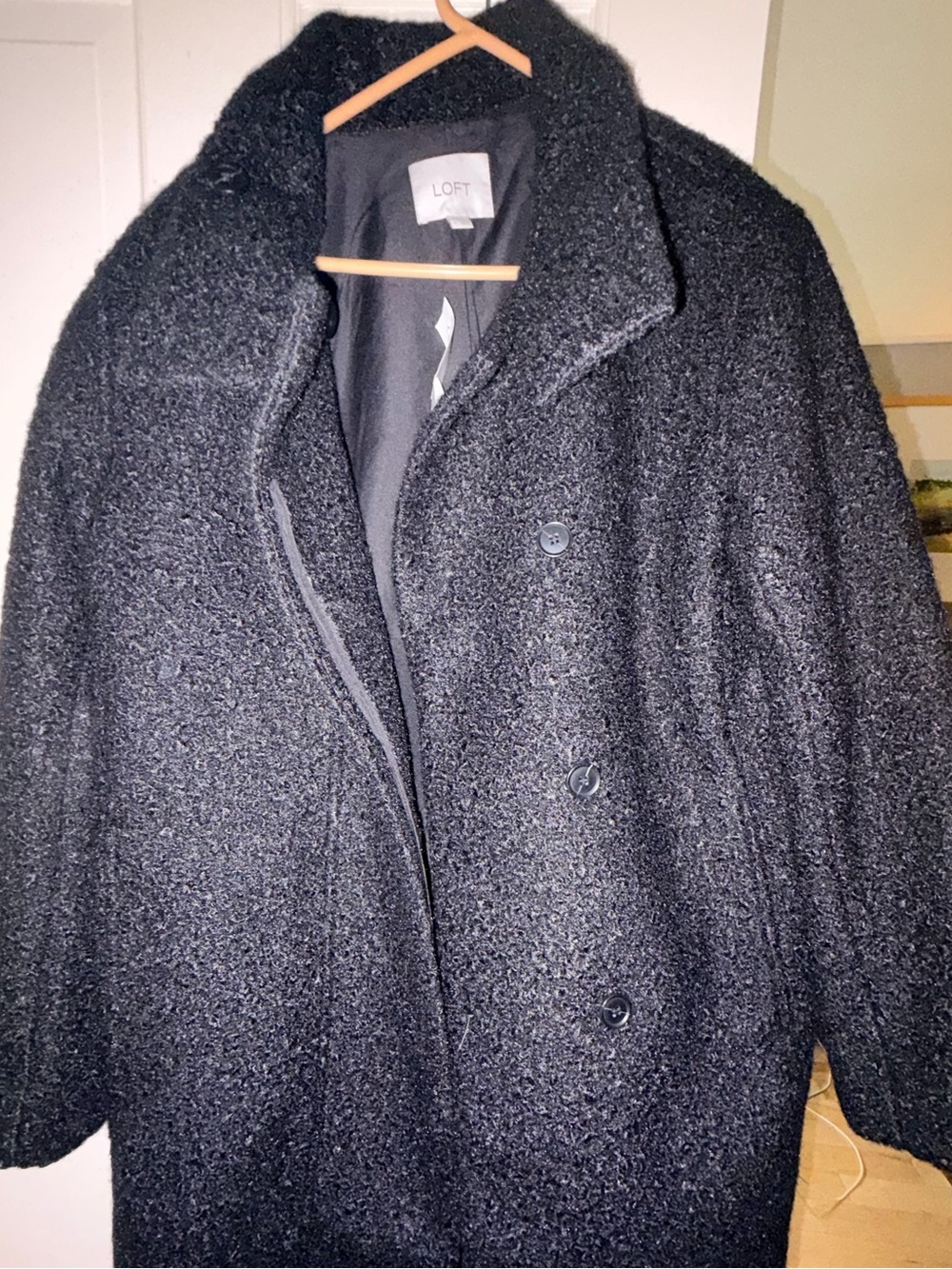 LOFT Black Bouclé Pea Coat